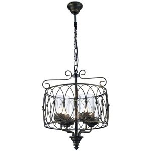 INSPIRED LIGHTING Malcolm Caged Ceiling Pendant 4 Light E27 Black, Gold with Clear Glass INSPIRED LIGHTING Malcolm Caged Ceiling Pendant 4 Light E27 Black, Gold with Clear Glass