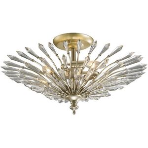 INSPIRED LIGHTING Fay Semi Flush Ceiling 3 Light E14 Aged Gold, Silver, Crystal INSPIRED LIGHTING Fay Semi Flush Ceiling 3 Light E14 Aged Gold, Silver, Crystal