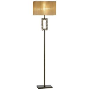 INSPIRED LIGHTING Florence Rectangle Floor Lamp with Soft Bronze Shade 1 Light Antique Brass, Crystal INSPIRED LIGHTING Florence Rectangle Floor Lamp with Soft Bronze Shade 1 Light Antique Brass, Crystal