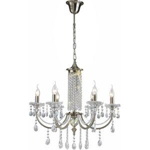 INSPIRED LIGHTING Leana Ceiling Pendant Chandelier 6 Light Satin Nickel, Crystal INSPIRED LIGHTING Leana Ceiling Pendant Chandelier 6 Light Satin Nickel, Crystal