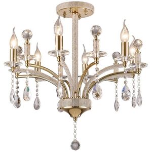 INSPIRED LIGHTING Fiore Semi Flush Ceiling Pendant 6 Light French Gold, Crystal INSPIRED LIGHTING Fiore Semi Flush Ceiling Pendant 6 Light French Gold, Crystal