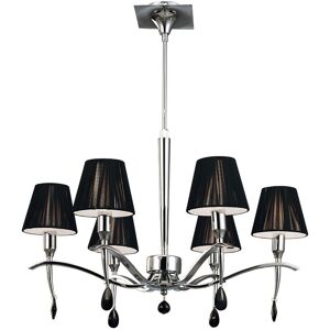 INSPIRED LIGHTING Siena Ceiling Pendant Round 6 Light E14, Polished Chrome with Black Shades And Black Crystal INSPIRED LIGHTING Siena Ceiling Pendant Round 6 Light E14, Polished Chrome with Black Shades And Black Crystal