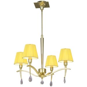 INSPIRED LIGHTING Siena Ceiling Pendant Round 4 Light E14, Polished Brass with Amber Cream Shades And Clear Crystal INSPIRED LIGHTING Siena Ceiling Pendant Round 4 Light E14, Polished Brass with Amber Cream Shades And Clear Crystal