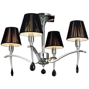 INSPIRED LIGHTING Siena Semi Flush Ceiling Round 4 Light E14, Polished Chrome with Black Shades And Black Crystal INSPIRED LIGHTING Siena Semi Flush Ceiling Round 4 Light E14, Polished Chrome with Black Shades And Black Crystal
