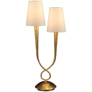 INSPIRED LIGHTING Paola Table Lamp 2 Light E14, Gold Painted with Cream Shades INSPIRED LIGHTING Paola Table Lamp 2 Light E14, Gold Painted with Cream Shades