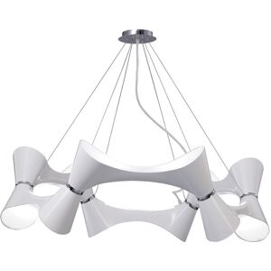 INSPIRED LIGHTING Ora Ceiling Pendant 12 Twisted Round Light E27, Gloss White, White Acrylic, Polished Chrome INSPIRED LIGHTING Ora Ceiling Pendant 12 Twisted Round Light E27, Gloss White, White Acrylic, Polished Chrome