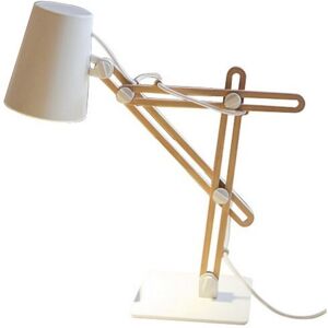 INSPIRED LIGHTING Looker Table Task Lamp 1 Light E27, Matt White, Beech INSPIRED LIGHTING Looker Table Task Lamp 1 Light E27, Matt White, Beech