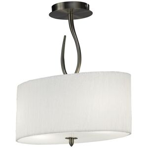 INSPIRED LIGHTING Lua Semi Flush Ceiling 2 Light E27, Satin Nickel with White Shade INSPIRED LIGHTING Lua Semi Flush Ceiling 2 Light E27, Satin Nickel with White Shade