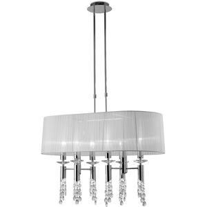 INSPIRED LIGHTING Tiffany Ceiling Pendant 6+6 Light E27+G9 Oval, Polished Chrome with White Shade & Clear Crystal INSPIRED LIGHTING Tiffany Ceiling Pendant 6+6 Light E27+G9 Oval, Polished Chrome with White Shade & Clear Crystal
