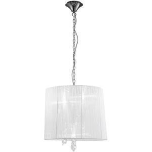INSPIRED LIGHTING Tiffany Ceiling Pendant 3+3 Light E14+G9, Polished Chrome with White Shade & Clear Crystal INSPIRED LIGHTING Tiffany Ceiling Pendant 3+3 Light E14+G9, Polished Chrome with White Shade & Clear Crystal