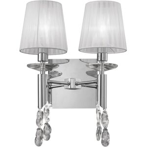 INSPIRED LIGHTING Tiffany Wall Lamp Switched 2+2 Light E14+G9, Polished Chrome with White Shades & Clear Crystal INSPIRED LIGHTING Tiffany Wall Lamp Switched 2+2 Light E14+G9, Polished Chrome with White Shades & Clear Crystal