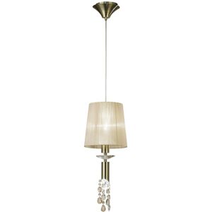 INSPIRED LIGHTING Tiffany Ceiling Pendant 1+1 Light E27+G9, Antique Brass with Soft Bronze Shade & Clear Crystal INSPIRED LIGHTING Tiffany Ceiling Pendant 1+1 Light E27+G9, Antique Brass with Soft Bronze Shade & Clear Crystal