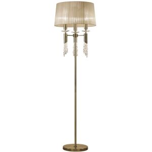 INSPIRED LIGHTING Tiffany Floor Lamp 3+3 Light E27+G9, Antique Brass with Soft Bronze Shade & Clear Crystal INSPIRED LIGHTING Tiffany Floor Lamp 3+3 Light E27+G9, Antique Brass with Soft Bronze Shade & Clear Crystal
