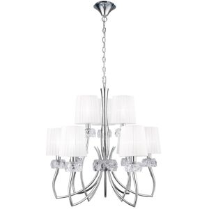 INSPIRED LIGHTING Loewe 2 Tier Ceiling Pendant 6+3 Light E14, Polished Chrome with White Shades INSPIRED LIGHTING Loewe 2 Tier Ceiling Pendant 6+3 Light E14, Polished Chrome with White Shades
