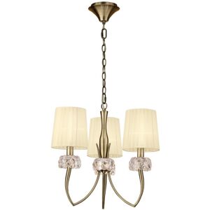 INSPIRED LIGHTING Loewe Ceiling Pendant 3 Light E14, Antique Brass with Cream Shades INSPIRED LIGHTING Loewe Ceiling Pendant 3 Light E14, Antique Brass with Cream Shades