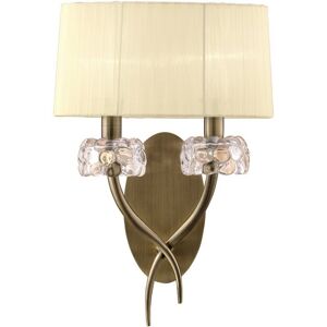 INSPIRED LIGHTING Loewe Wall Lamp Switched 2 Light E14, Antique Brass with Cream Shade INSPIRED LIGHTING Loewe Wall Lamp Switched 2 Light E14, Antique Brass with Cream Shade