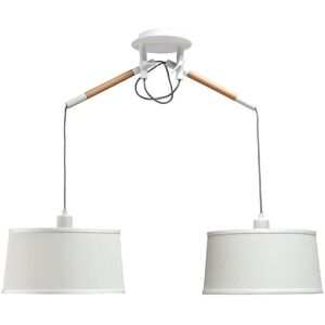 INSPIRED LIGHTING Nordica Ceiling Pendant with White Shade 2 Light E27, Matt White, Beech with Ivory White Shades INSPIRED LIGHTING Nordica Ceiling Pendant with White Shade 2 Light E27, Matt White, Beech with Ivory White Shades