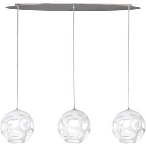 INSPIRED LIGHTING Organica Ceiling Pendant 3 Light E27 Line, Gloss White, Polished Chrome INSPIRED LIGHTING Organica Ceiling Pendant 3 Light E27 Line, Gloss White, Polished Chrome