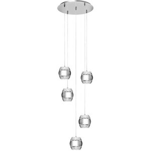 INSPIRED LIGHTING Khalifa Ceiling Cluster Pendant 5 X 6W LED 3000K Line Polished Chrome, Glass, 5400lm, INSPIRED LIGHTING Khalifa Ceiling Cluster Pendant 5 X 6W LED 3000K Line Polished Chrome, Glass, 5400lm,