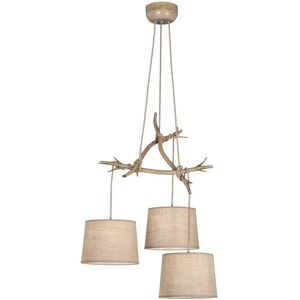 INSPIRED LIGHTING Sabina Ceiling Pendant 3 x E27 (Max 40W), Imitation Wood, Linen Shade INSPIRED LIGHTING Sabina Ceiling Pendant 3 x E27 (Max 40W), Imitation Wood, Linen Shade