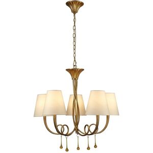 INSPIRED LIGHTING Paola Ceiling Pendant 70cm Round, 5 x E14 (Max 40W), Gold Painting, Cream Shades INSPIRED LIGHTING Paola Ceiling Pendant 70cm Round, 5 x E14 (Max 40W), Gold Painting, Cream Shades