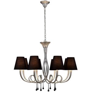 INSPIRED LIGHTING Paola Ceiling Pendant 95cm Round, 8 x E14 (Max 40W), Silver Painting, Black Shades INSPIRED LIGHTING Paola Ceiling Pendant 95cm Round, 8 x E14 (Max 40W), Silver Painting, Black Shades
