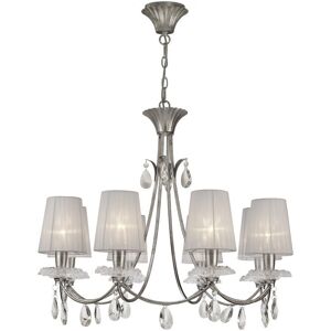 INSPIRED LIGHTING Sophie Ceiling Pendant 79cm Round, 8 x E14 (Max 20W), Silver Painting, White Shades INSPIRED LIGHTING Sophie Ceiling Pendant 79cm Round, 8 x E14 (Max 20W), Silver Painting, White Shades