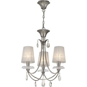 INSPIRED LIGHTING Sophie Ceiling Pendant 63cm Round, 3 x E14 (Max 20W), Silver Painting, White Shades INSPIRED LIGHTING Sophie Ceiling Pendant 63cm Round, 3 x E14 (Max 20W), Silver Painting, White Shades