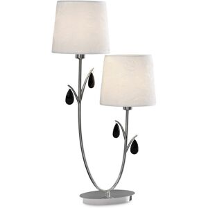 INSPIRED LIGHTING Andrea Table Lamp 63cm, Polished Chrome, White Shades, Black Crystal Droplets INSPIRED LIGHTING Andrea Table Lamp 63cm, Polished Chrome, White Shades, Black Crystal Droplets