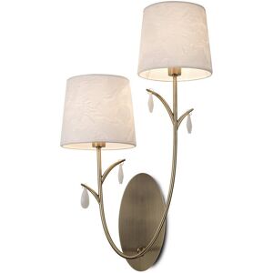 INSPIRED LIGHTING Andrea Wall Light, 2 x E14 (Max 20W), Antique Brass, White Shades, White Crystal Droplets INSPIRED LIGHTING Andrea Wall Light, 2 x E14 (Max 20W), Antique Brass, White Shades, White Crystal Droplets