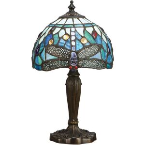 Interiors 1900 Lighting Dragonfly 1 Light Table Lamp Dark Bronze, Blue, Tiffany Style Glass, E14 Interiors 1900 Lighting Dragonfly 1 Light Table Lamp Dark Bronze, Blue, Tiffany Style Glass, E14