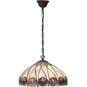 Interiors 1900 Lighting Hutchinson 1 Light Medium Ceiling Pendant Dark Bronze, Tiffany glass, E27 Interiors 1900 Lighting Hutchinson 1 Light Medium Ceiling Pendant Dark Bronze, Tiffany glass, E27