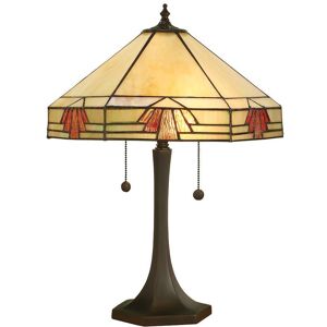 Interiors 1900 Lighting Nevada 2 Light Medium Table Lamp Dark Bronze, Tiffany Glass, E27 Interiors 1900 Lighting Nevada 2 Light Medium Table Lamp Dark Bronze, Tiffany Glass, E27