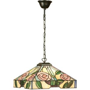 Interiors 1900 Lighting Willow 1 Light Medium Ceiling Pendant Dark Bronze, Tiffany Style Glass, E27 Interiors 1900 Lighting Willow 1 Light Medium Ceiling Pendant Dark Bronze, Tiffany Style Glass, E27
