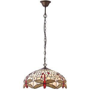 Interiors 1900 Lighting Dragonfly Tiffany 3 Light Medium Ceiling Pendant Bronze, Beige Interiors 1900 Lighting Dragonfly Tiffany 3 Light Medium Ceiling Pendant Bronze, Beige