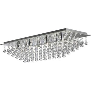 Searchlight Lighting Hanna - Chrome 8 Light Rectangular Ceiling Flush with Crystals - Ceiling Light Searchlight Lighting Hanna - Chrome 8 Light Rectangular Ceiling Flush with Crystals - Ceiling Light