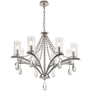 INSPIRED LIGHTING Rhea Ceiling Pendant 8 Light E14 Polished Chrome, Crystal With Clear Glass INSPIRED LIGHTING Rhea Ceiling Pendant 8 Light E14 Polished Chrome, Crystal With Clear Glass