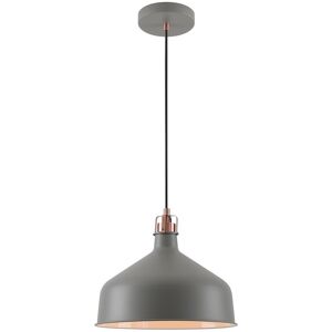 Luminosa Lighting Tioga Medium Ceiling Dome Pendant, 1 x E27, Sand Grey, Copper, White Luminosa Lighting Tioga Medium Ceiling Dome Pendant, 1 x E27, Sand Grey, Copper, White