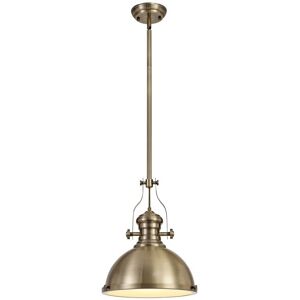 Luminosa Lighting Cairo Ceiling Dome Pendant, 1 x E27, Antique Brass, Frosted Glass Luminosa Lighting Cairo Ceiling Dome Pendant, 1 x E27, Antique Brass, Frosted Glass