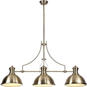Luminosa Lighting Cairo Linear Ceiling Pendant, 3 x E27, Antique Brass, Frosted Glass Luminosa Lighting Cairo Linear Ceiling Pendant, 3 x E27, Antique Brass, Frosted Glass