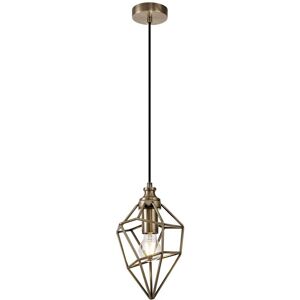 Luminosa Lighting Clymer Small Caged Ceiling Pendant, 1 x E27, Antique Brass Luminosa Lighting Clymer Small Caged Ceiling Pendant, 1 x E27, Antique Brass