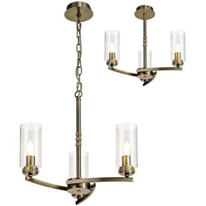 Luminosa Lighting Seward Ceiling Pendant, Semi Ceiling, 3 x E14, Antique Brass Luminosa Lighting Seward Ceiling Pendant, Semi Ceiling, 3 x E14, Antique Brass