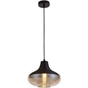 Luminosa Lighting Moriah Single Vase Dome Ceiling Pendant E27, Black, Amber Glass Luminosa Lighting Moriah Single Vase Dome Ceiling Pendant E27, Black, Amber Glass