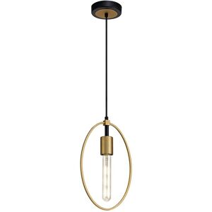 Luminosa Lighting Locke Single Small Circle Ceiling Pendant, 1 Light E27, Sand Gold, Matt Black Luminosa Lighting Locke Single Small Circle Ceiling Pendant, 1 Light E27, Sand Gold, Matt Black
