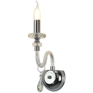 Luminosa Lighting Allegany Wall Lamp, 1 Candle Light E14, Polished Chrome, Clear Glass, Crystal Luminosa Lighting Allegany Wall Lamp, 1 Candle Light E14, Polished Chrome, Clear Glass, Crystal