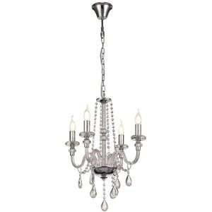 Luminosa Lighting Allegany Chandelier Ceiling Pendant, 4 Light E14, Polished Chrome, Clear Glass, Crystal Luminosa Lighting Allegany Chandelier Ceiling Pendant, 4 Light E14, Polished Chrome, Clear Glass, Crystal