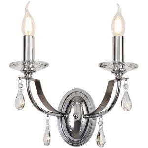 Luminosa Lighting Darien Wall Lamp 2 Candle Light E14, Polished Chrome, Satin Nickel, Clear Crystal Luminosa Lighting Darien Wall Lamp 2 Candle Light E14, Polished Chrome, Satin Nickel, Clear Crystal