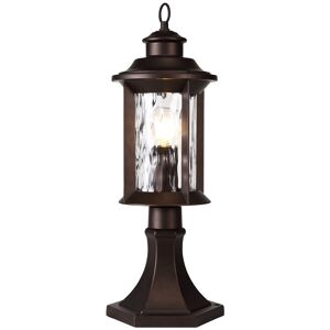 Luminosa Lighting Orangeville Pedestal Lamp, 1 x E27, Antique Bronze, Clear Ripple Glass, IP54 Luminosa Lighting Orangeville Pedestal Lamp, 1 x E27, Antique Bronze, Clear Ripple Glass, IP54