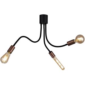 Luminosa Lighting Benton Flexible Semi Flush Ceiling 3 Light E27, Satin Black, Brushed Copper Luminosa Lighting Benton Flexible Semi Flush Ceiling 3 Light E27, Satin Black, Brushed Copper