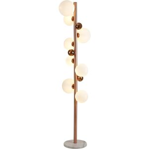 Luminosa Lighting Newstead Floor Lamp, 8 x G9, Antique Copper, Opal & Copper Glass Luminosa Lighting Newstead Floor Lamp, 8 x G9, Antique Copper, Opal & Copper Glass